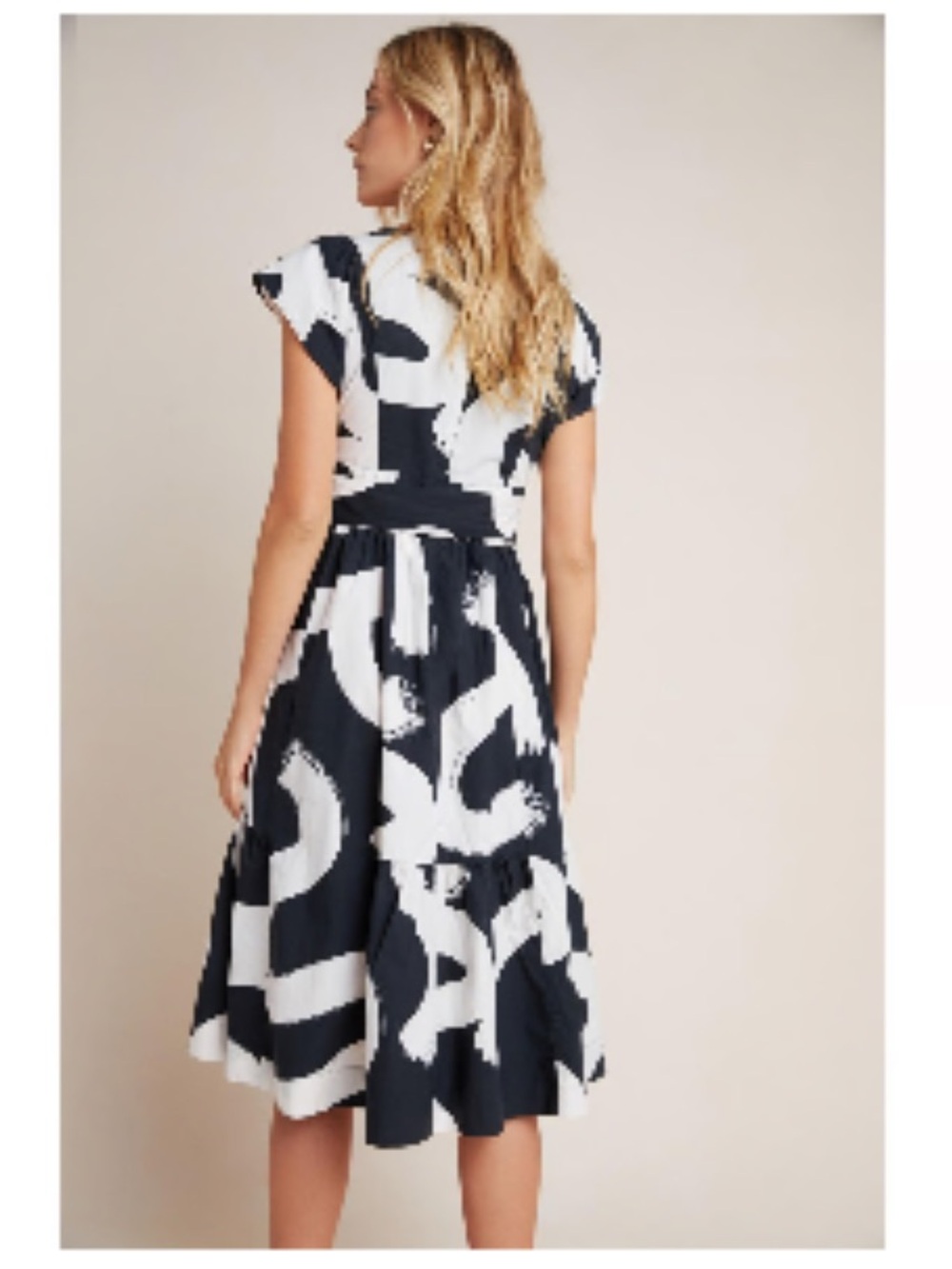 Maeve black and White Abstract Midi Dress